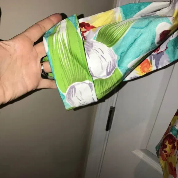 Vintage Christina Hope Tropical Beaded Floral Crop Sleeve Blazer Jacket  Large - Picture 5 of 7